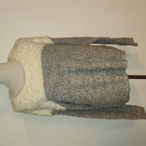 Vince Camuto Womens Eyelash And Marled Knit Sweater Soft Fuzzy Crew Neck